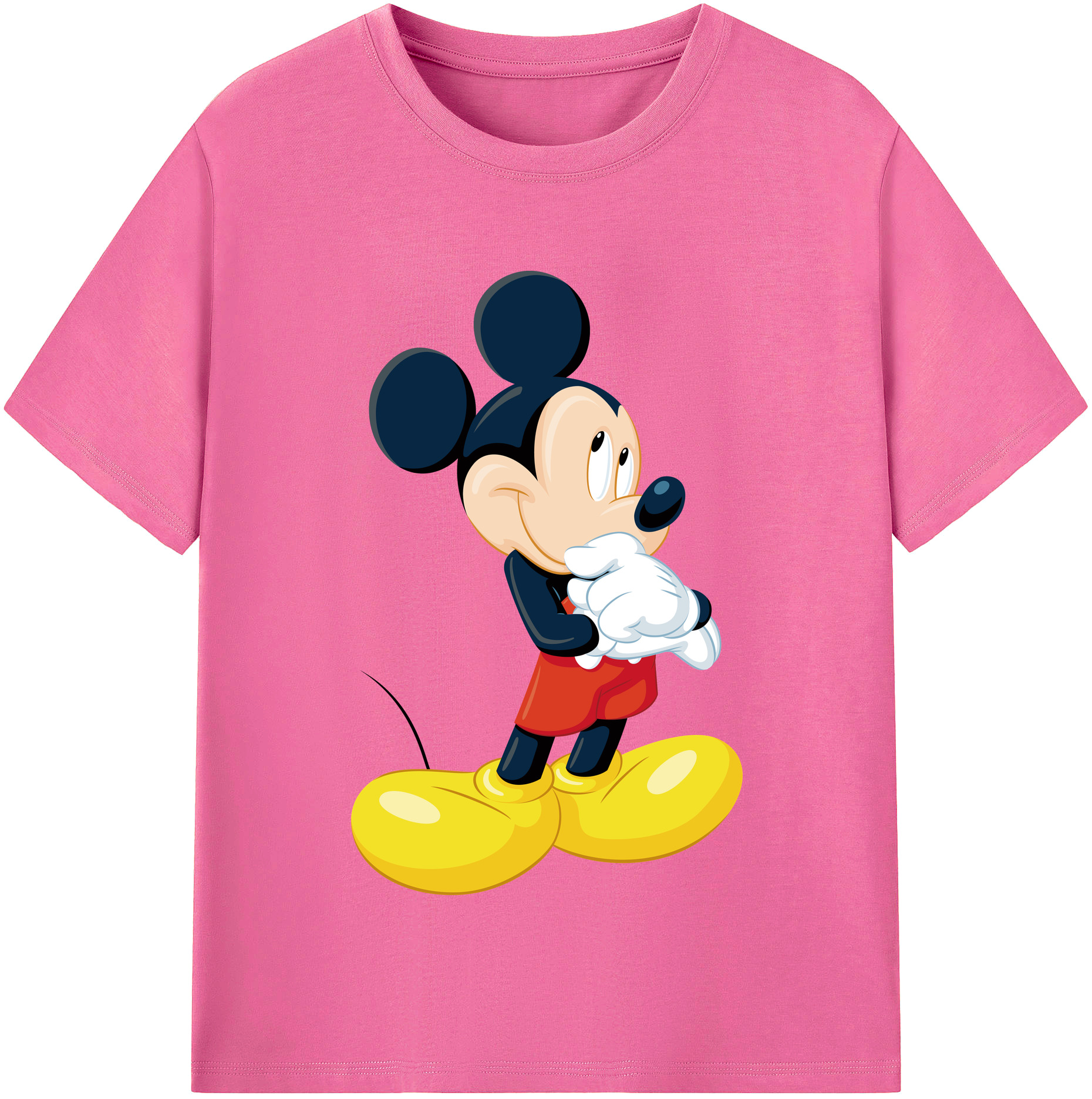 （画像用） ミッキーマウス Mickey Mouse レディースカジュアルプリントTシャツ（綿100％）